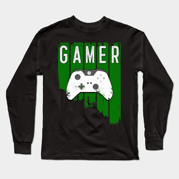 Gamer - Xbox Theme Long Sleeve T-Shirt by MrDrajan